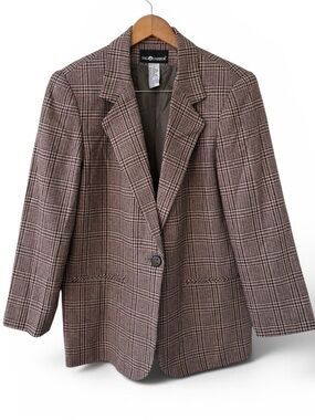 Vintage Sag Harbor Wool Blend Plaid Blazer Women’s Size 10 Jacket